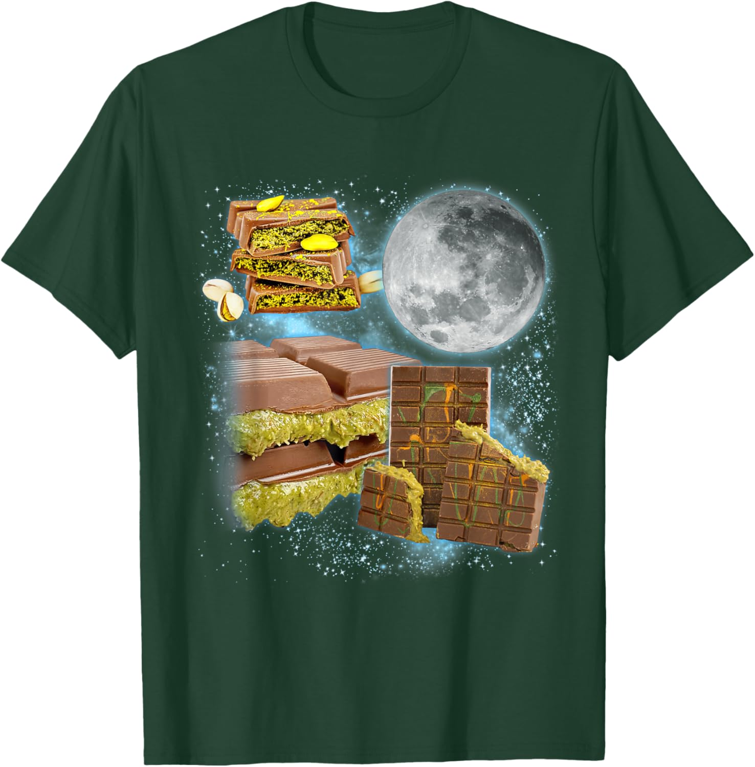 Dubai Chocolate Lover Galaxy Moon Foodie Food Dessert T-Shirt - T-Shirt | Forest