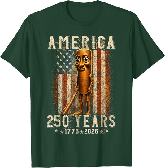 Retro Meme Tung Tung Tung Sahur Brainrot 250 Years American T-Shirt - T-Shirt | Forest