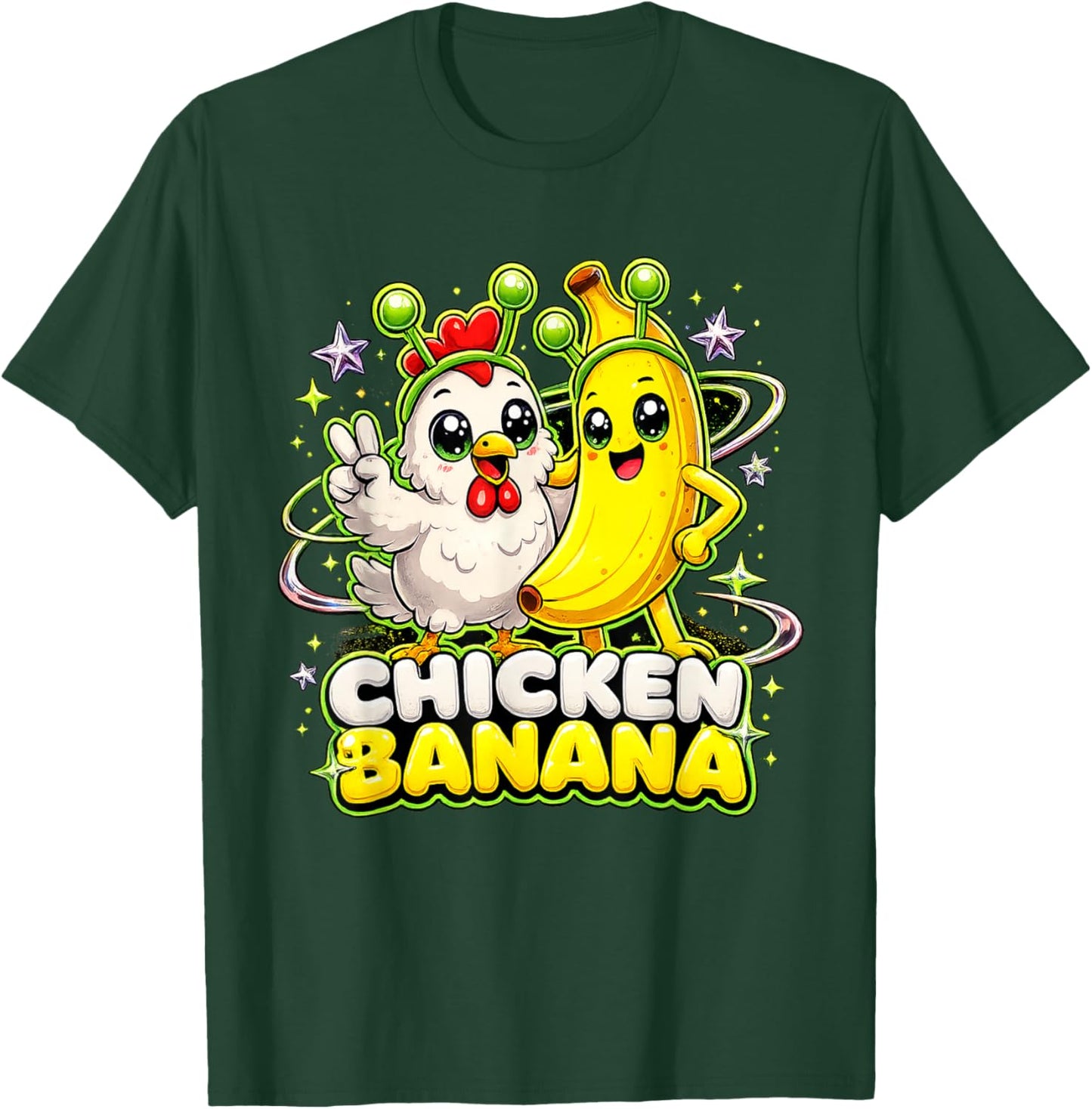 Chicken Banana Y2K Alien T-Shirt - T-Shirt | Forest