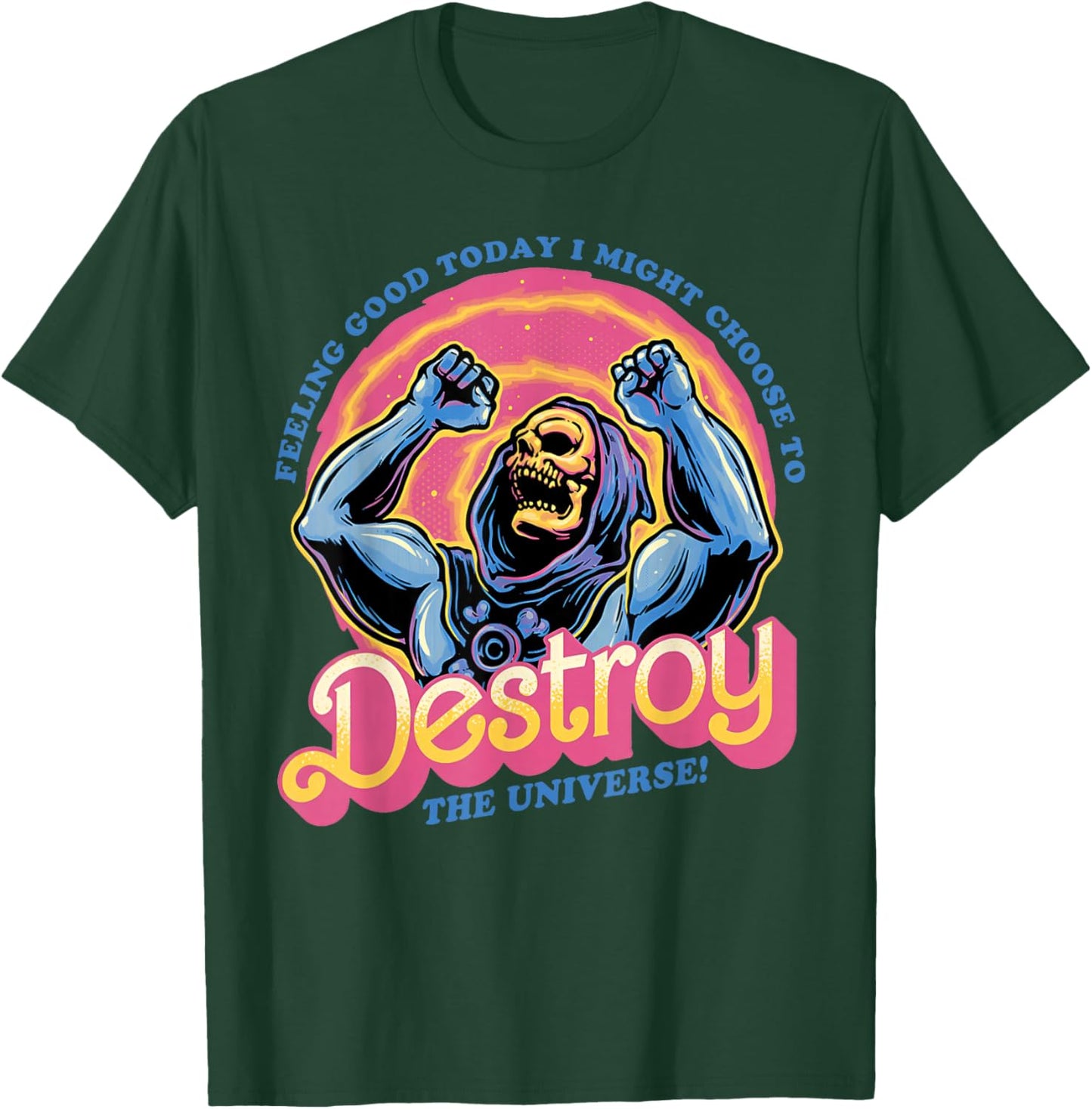 Skeleton Choose to Destroy The Universe Retro Villain T-Shirt - T-Shirt | Forest