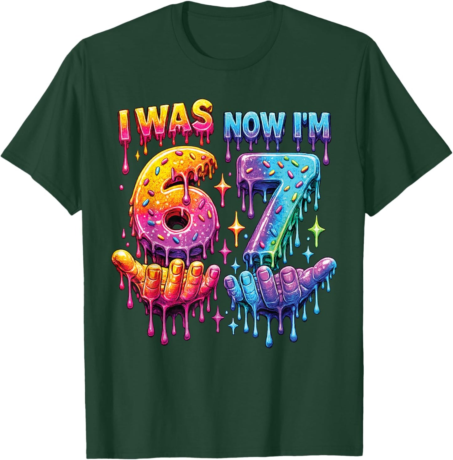 I was 6 Now I'm 7 Birthday Drip Kids Boys 67 Meme 7 Bday T-Shirt - T-Shirt | Forest