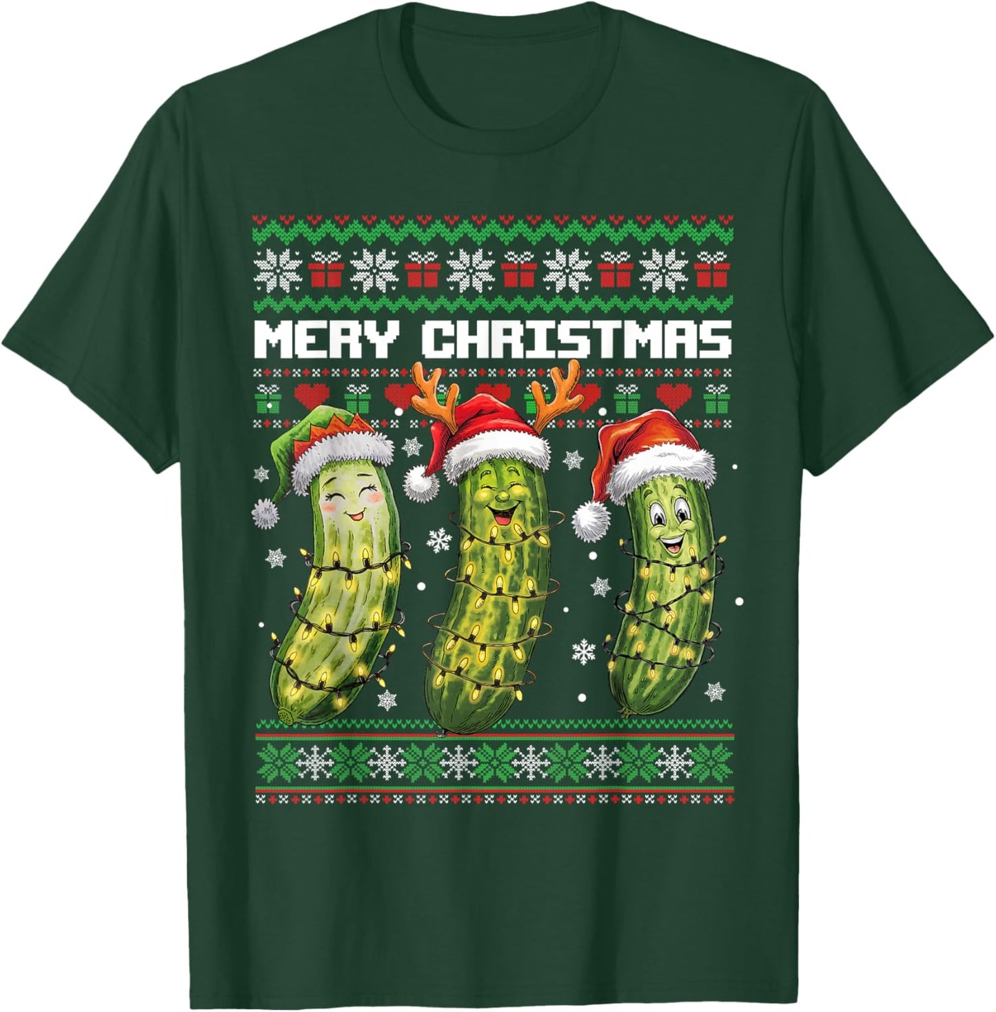 Pickle Lovers Funny Christmas Pajama Family Grandma Mom Kids T-Shirt - T-Shirt | Forest
