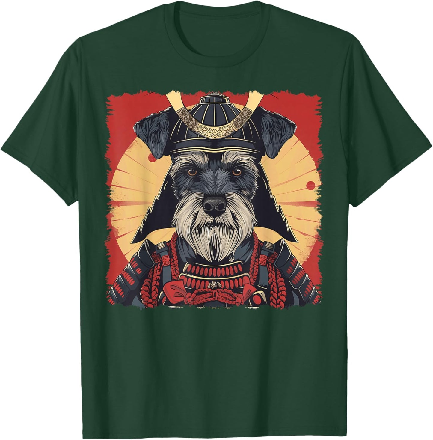 Miniature Schnauzer Dog Japanese Art Samurai Ukiyo-e Vintage T-Shirt - T-Shirt | Forest