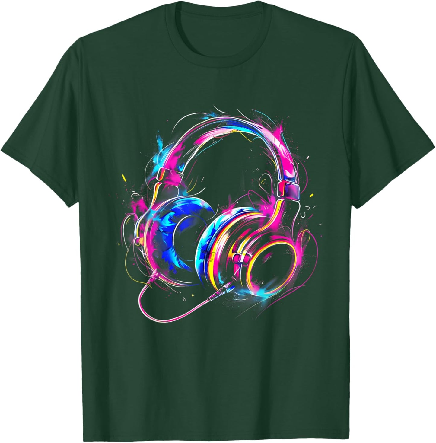 Headphones Music DJ House Dance Club Music Headphones Splash T-Shirt - T-Shirt | Forest