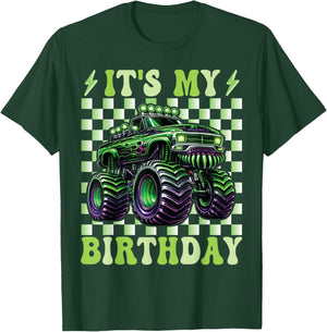 It's My Birthday Boys Monster Truck Bday Party Kids Boy T-Shirt - T-Shirt | Forest