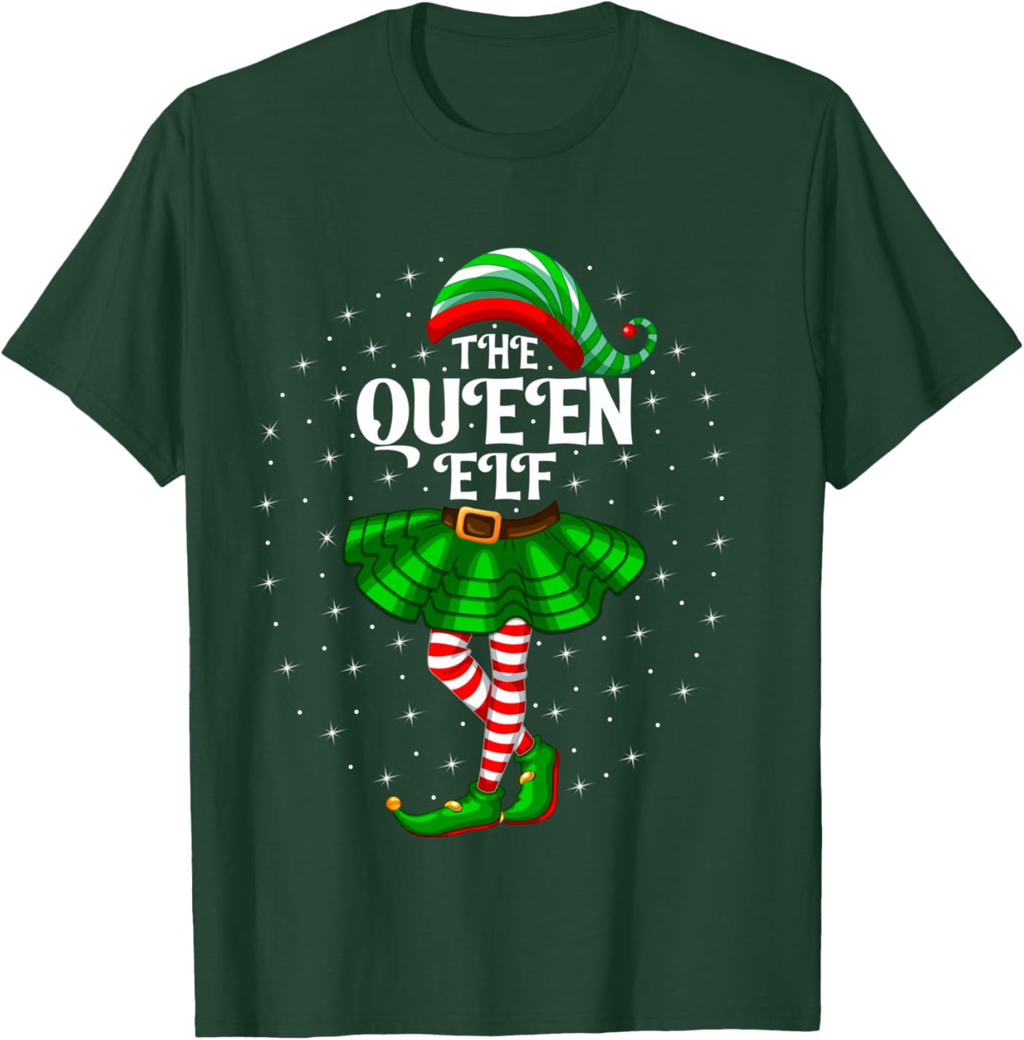 Xmas Family Matching Women Girls Mom The Queen Elf Christmas T-Shirt - T-Shirt | Forest
