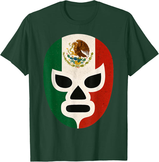 Mexican Wrestling Mask Lucha Libre Flag Aztec T-Shirt - T-Shirt | Forest