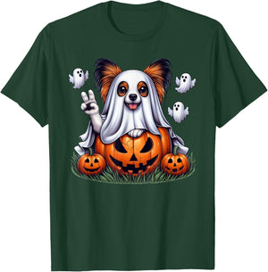 Funny Papillon Ghost Boo Halloween Papillon Kids T-Shirt - T-Shirt | Forest