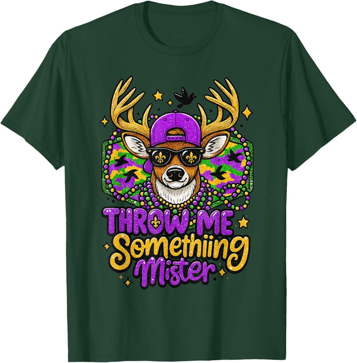 Throw Me Something Mister Buck Deer Mardi Gras Hunting Boys T-Shirt - T-Shirt | Forest