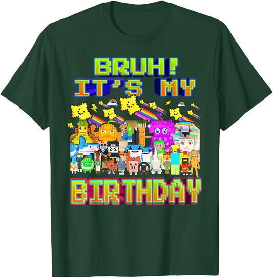 Bruh It's My Birthday Funny Brainrot for Boys Kids Teens T-Shirt - T-Shirt | Forest