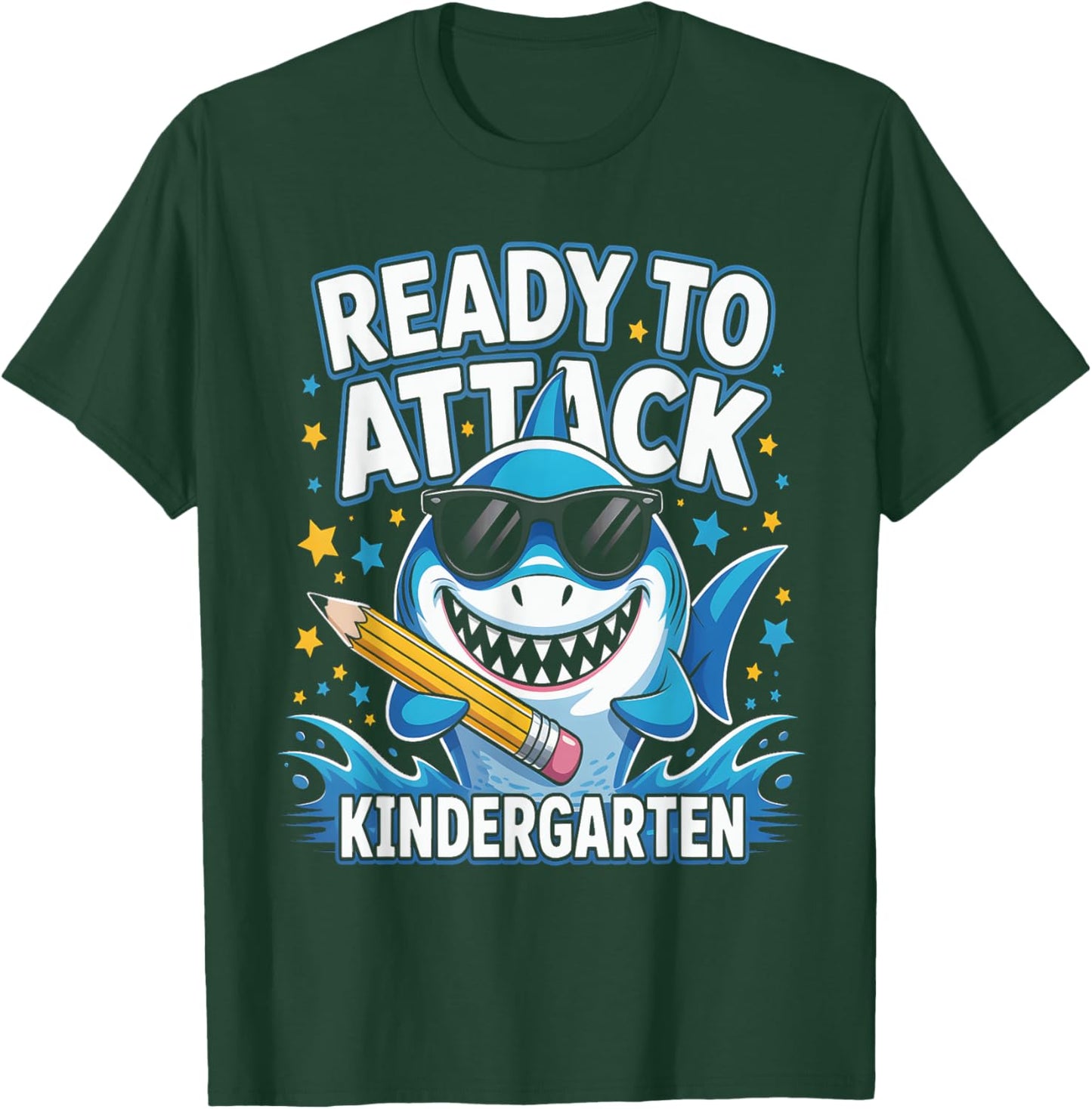 Ready to Attack Kindergarten Shark First Day of School Boys T-Shirt - T-Shirt | Forest