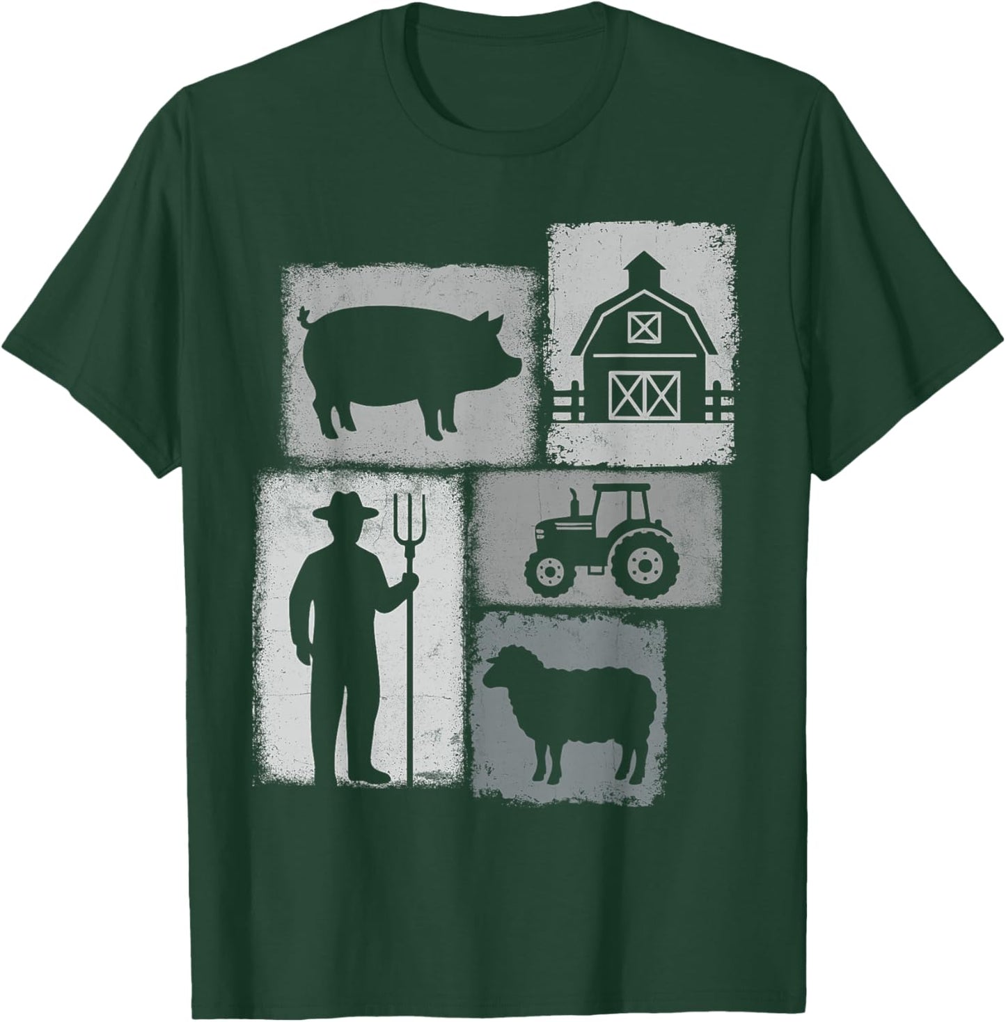 Farmer Vintage Collage Farming Rancher Cowboy Farm Owner T-Shirt - T-Shirt | Forest