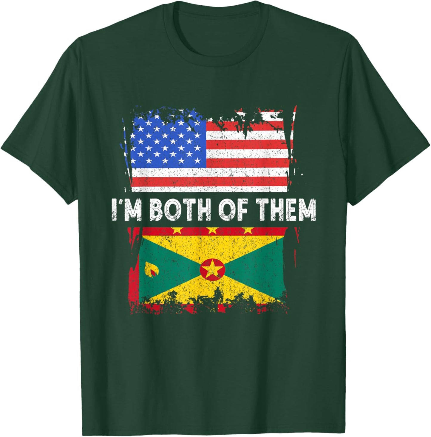 Grenada Vintage I'm Both Of Them America Grenadian Pride T-Shirt - T-Shirt | Forest
