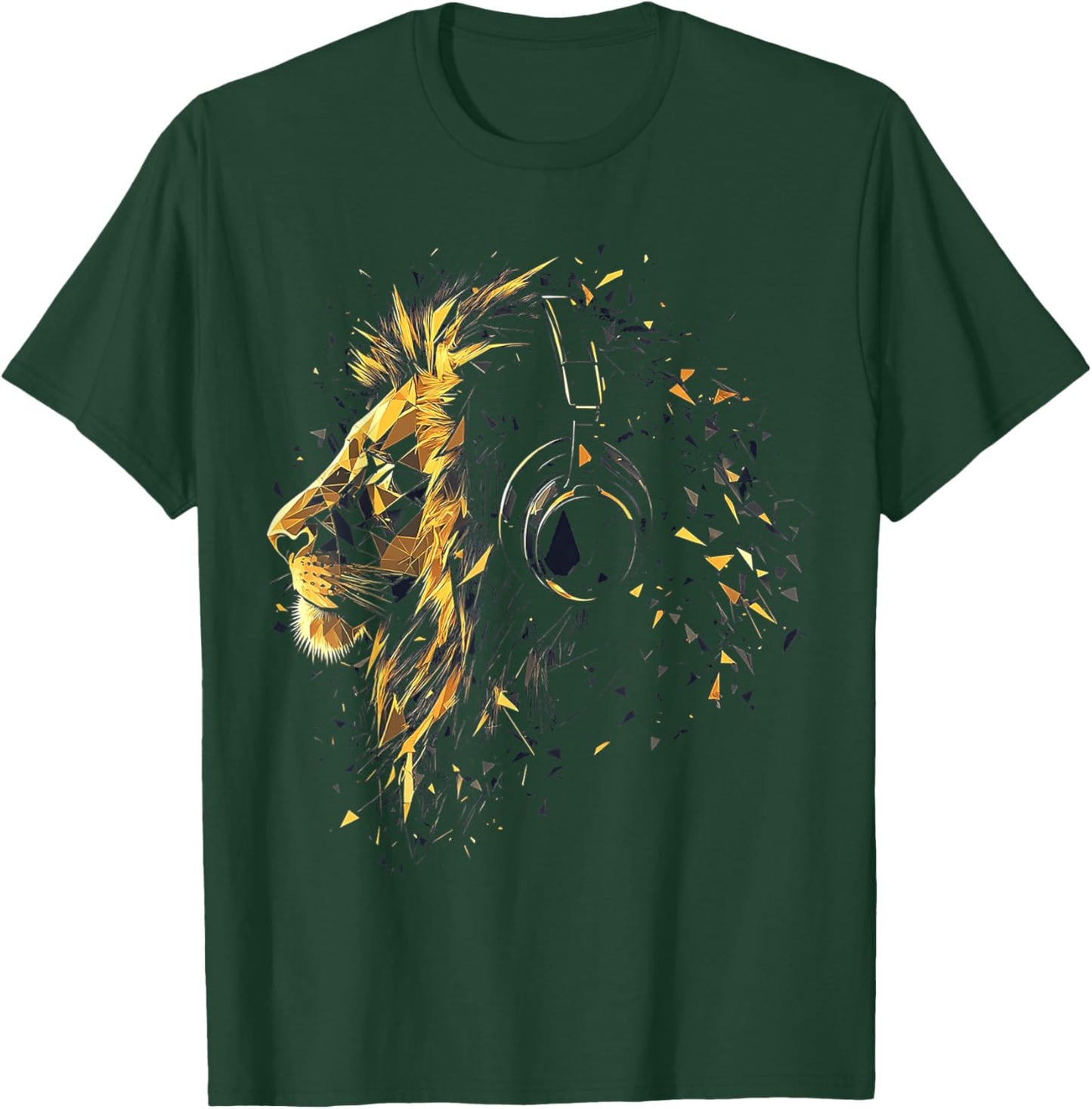 Lion Animal Graphic Music Headphone Illustration Lion T-Shirt - T-Shirt | Forest