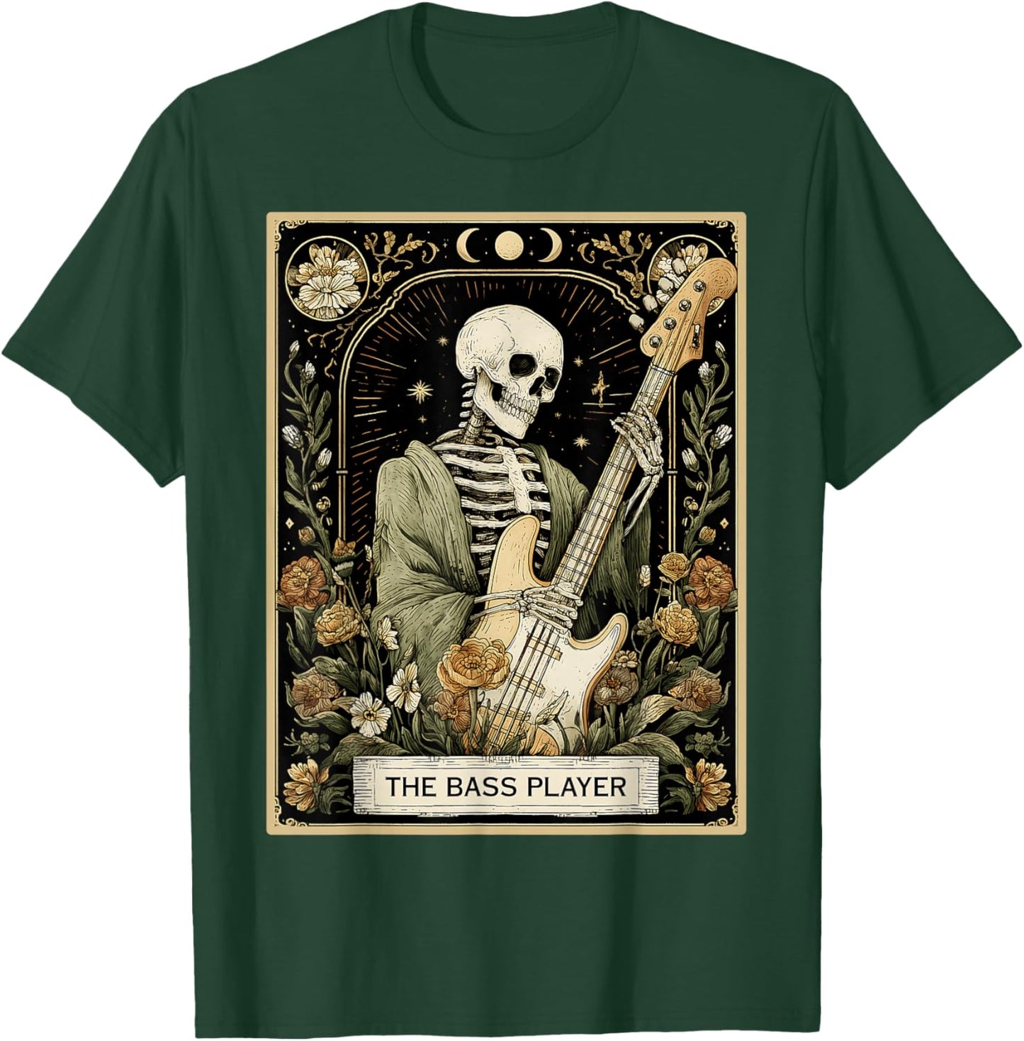 The Bassist, Bassist, Guitarist, Guitar, Tarot Card, Skeleton T-Shirt - T-Shirt | Forest