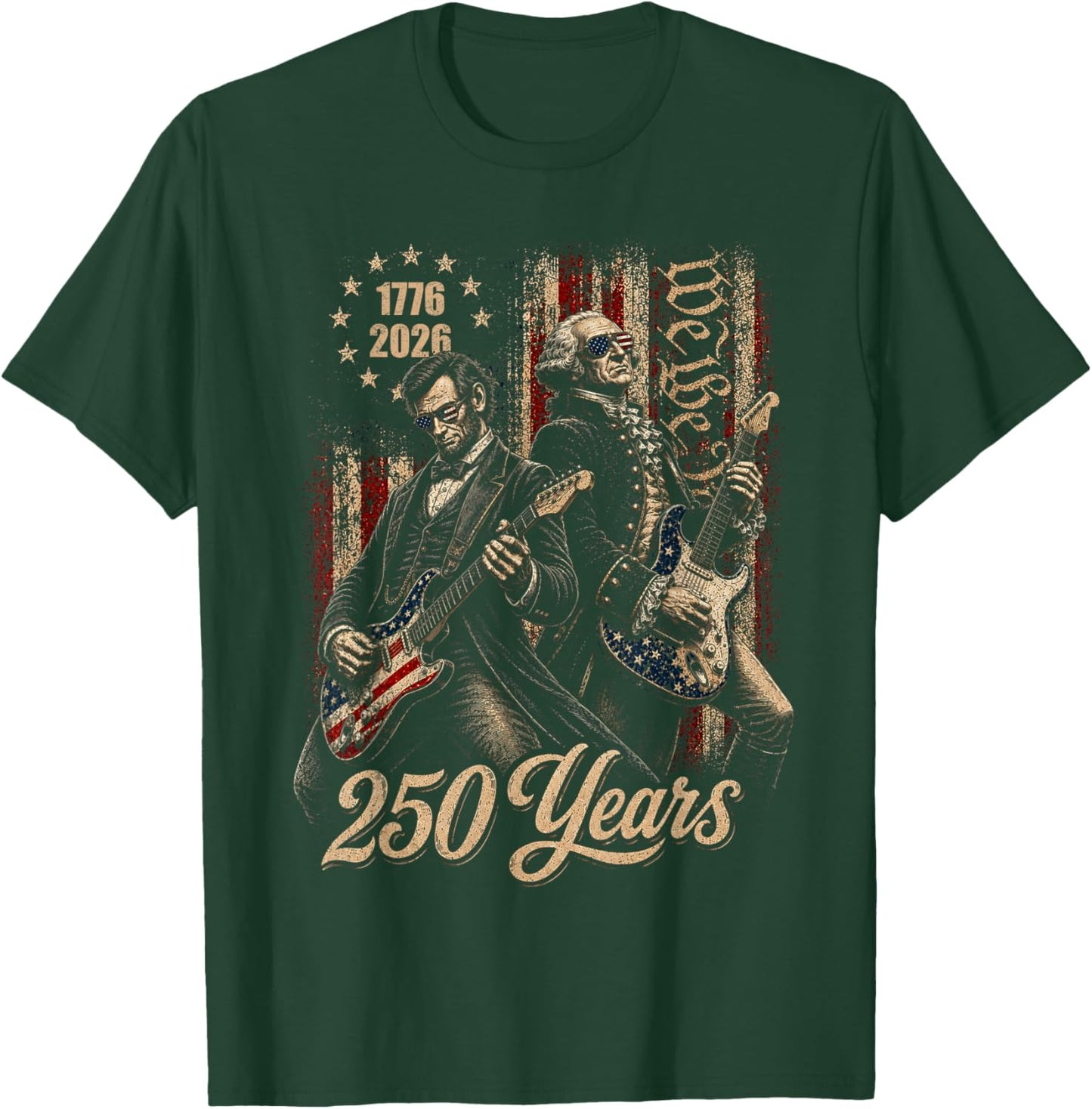 Vintage George Washington Playing Guitar 250 Years America T-Shirt - T-Shirt | Forest