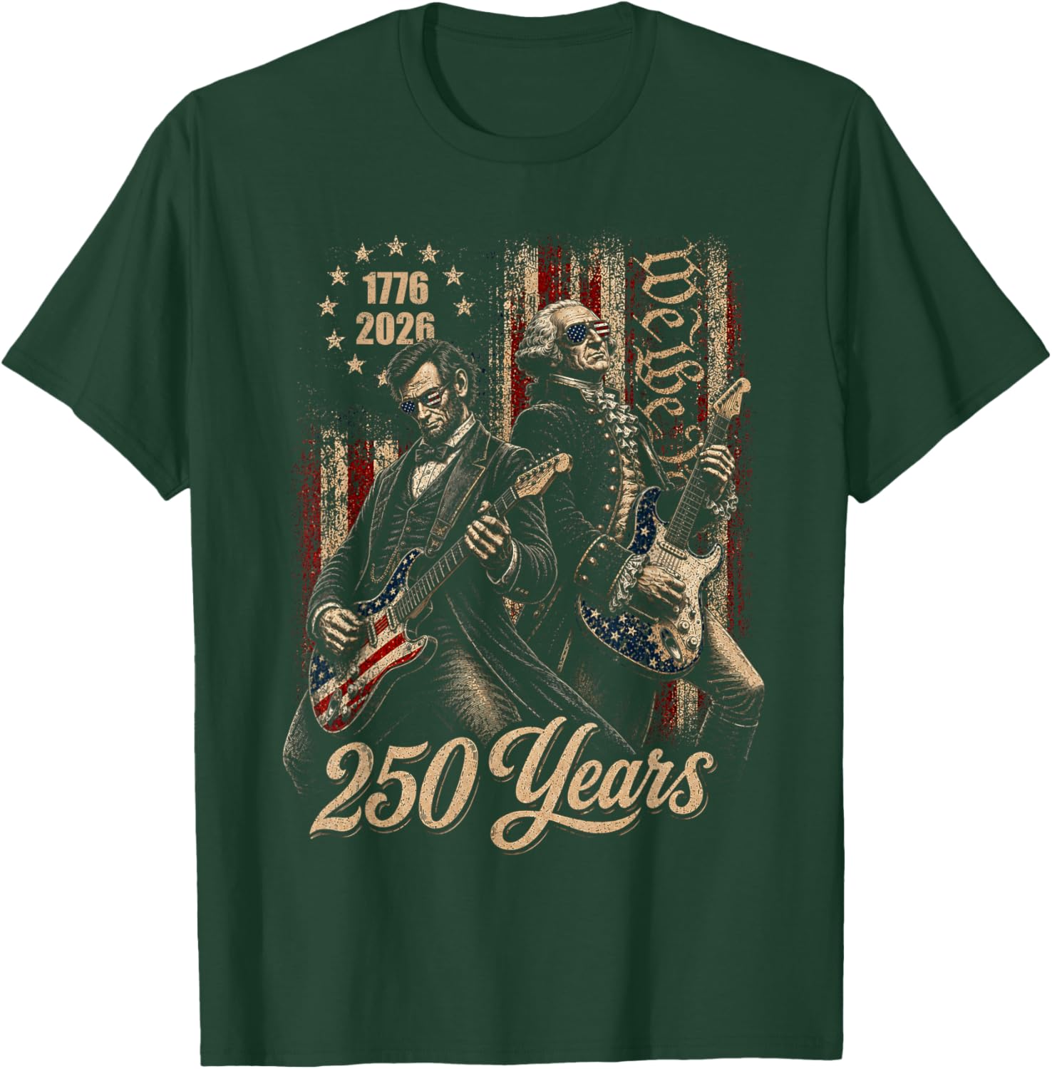 Vintage George Washington Playing Guitar 250 Years America T-Shirt - T-Shirt | Forest