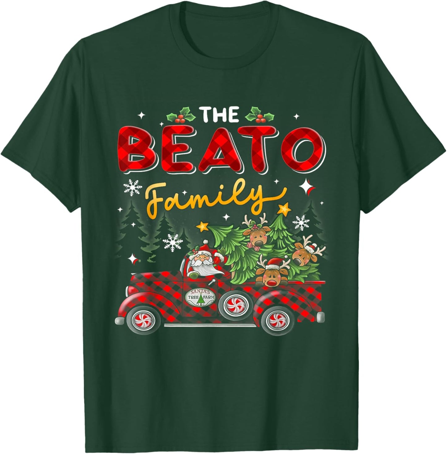 The Beato Family Christmas Matching Pajamas Group Gift T-Shirt - T-Shirt | Forest