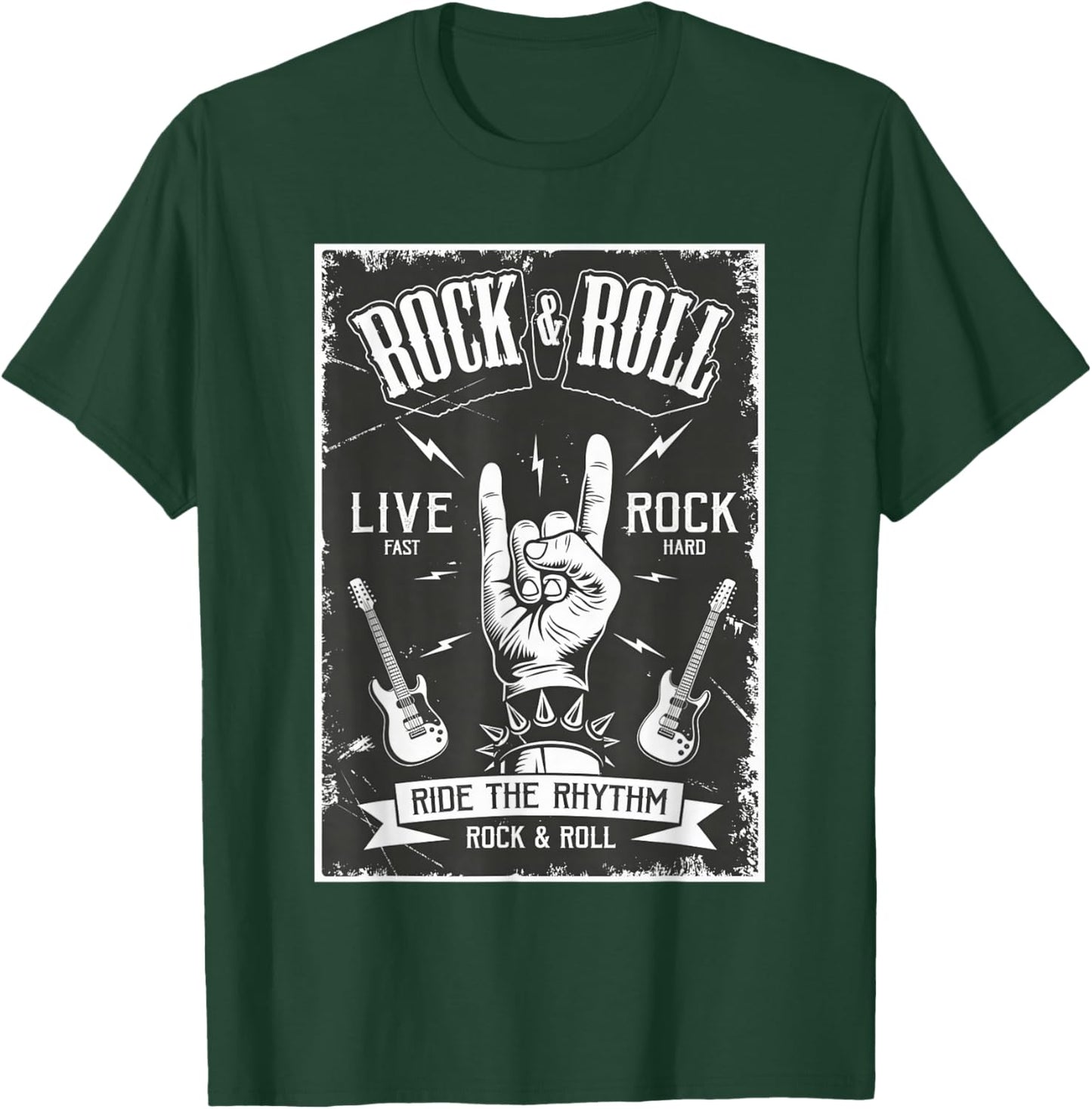 Rock N Roll Hand Sign Rock-On Guitar Music Band Concert 80s T-Shirt - T-Shirt | Forest