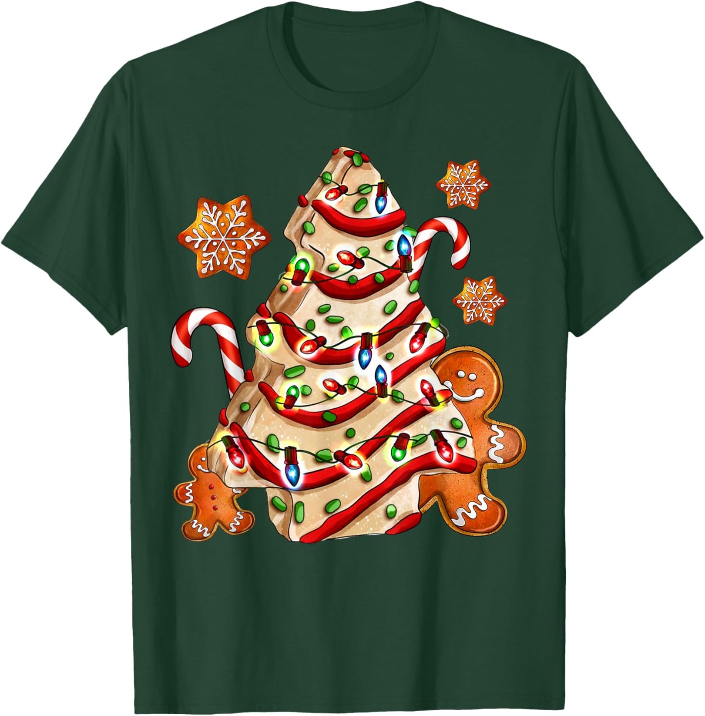 Christmas Tree Cakes Debbie And Gingerbread Cookies Pajamas T-Shirt - T-Shirt | Forest