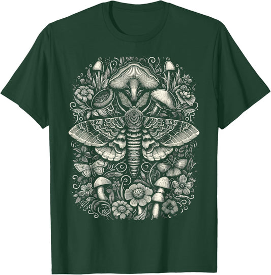 Cute Fairycore Floral Moth Aesthetic T-Shirt - T-Shirt | Forest