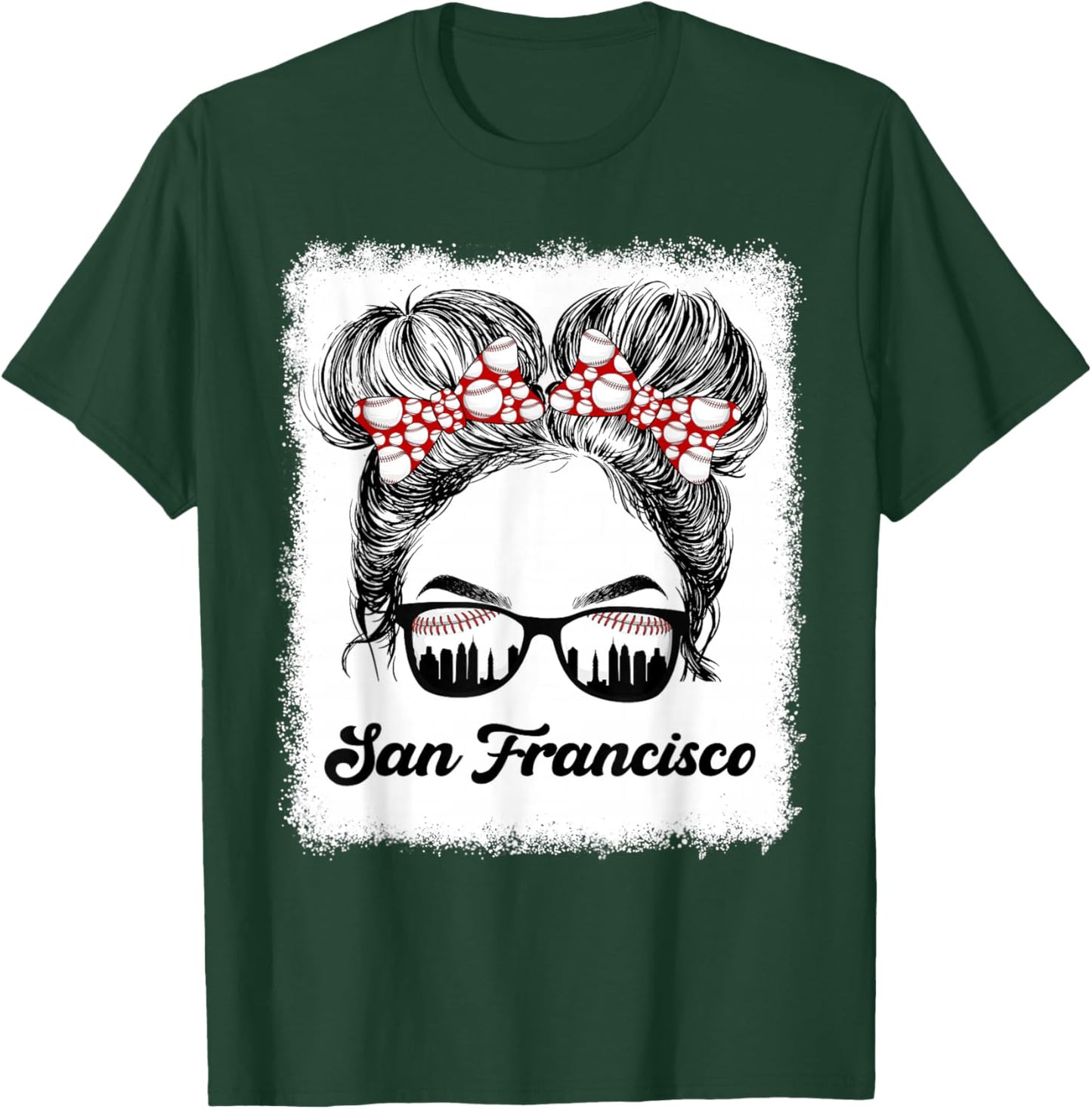 San Francisco Retro Baseball Messy Bun Girl Met At Game Day T-Shirt - T-Shirt | Forest