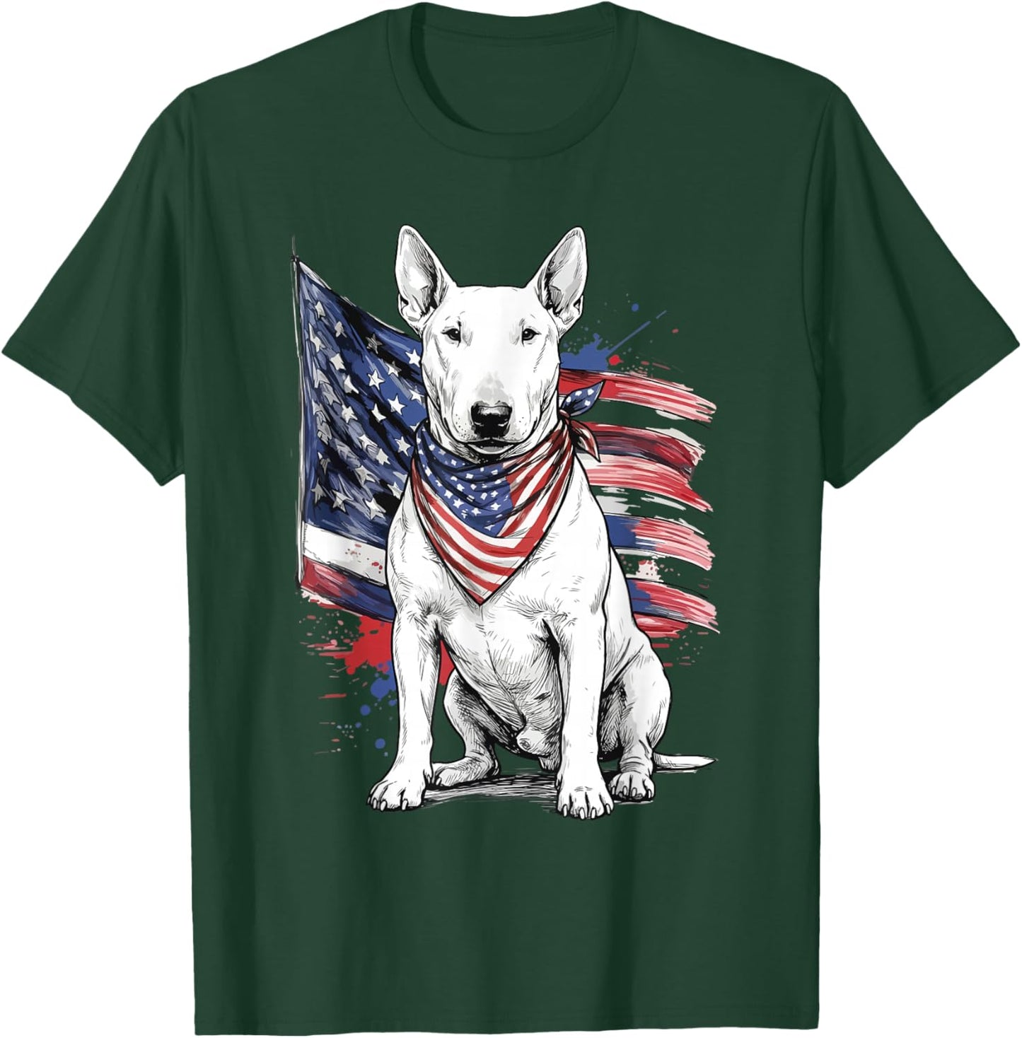 Bull Terrier 4th of July Patriotic Dog T-Shirt - T-Shirt | Forest