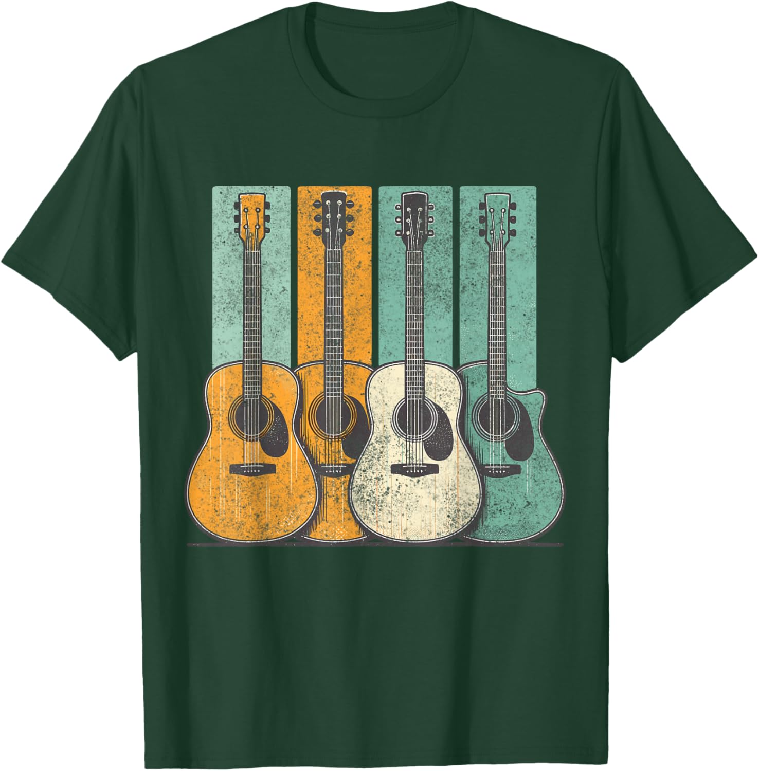 Acoustic Guitar Vintage Guitarist Music T-Shirt - T-Shirt | Forest