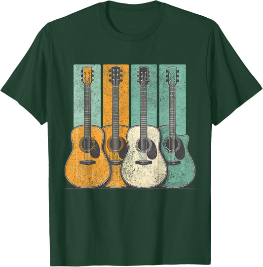 Acoustic Guitar Vintage Guitarist Music T-Shirt - T-Shirt | Forest