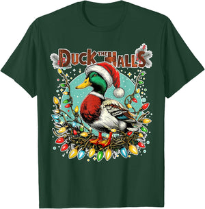 Retro Duck Christmas Lights Merry Ducking Christmas Animal T-Shirt - T-Shirt | Forest