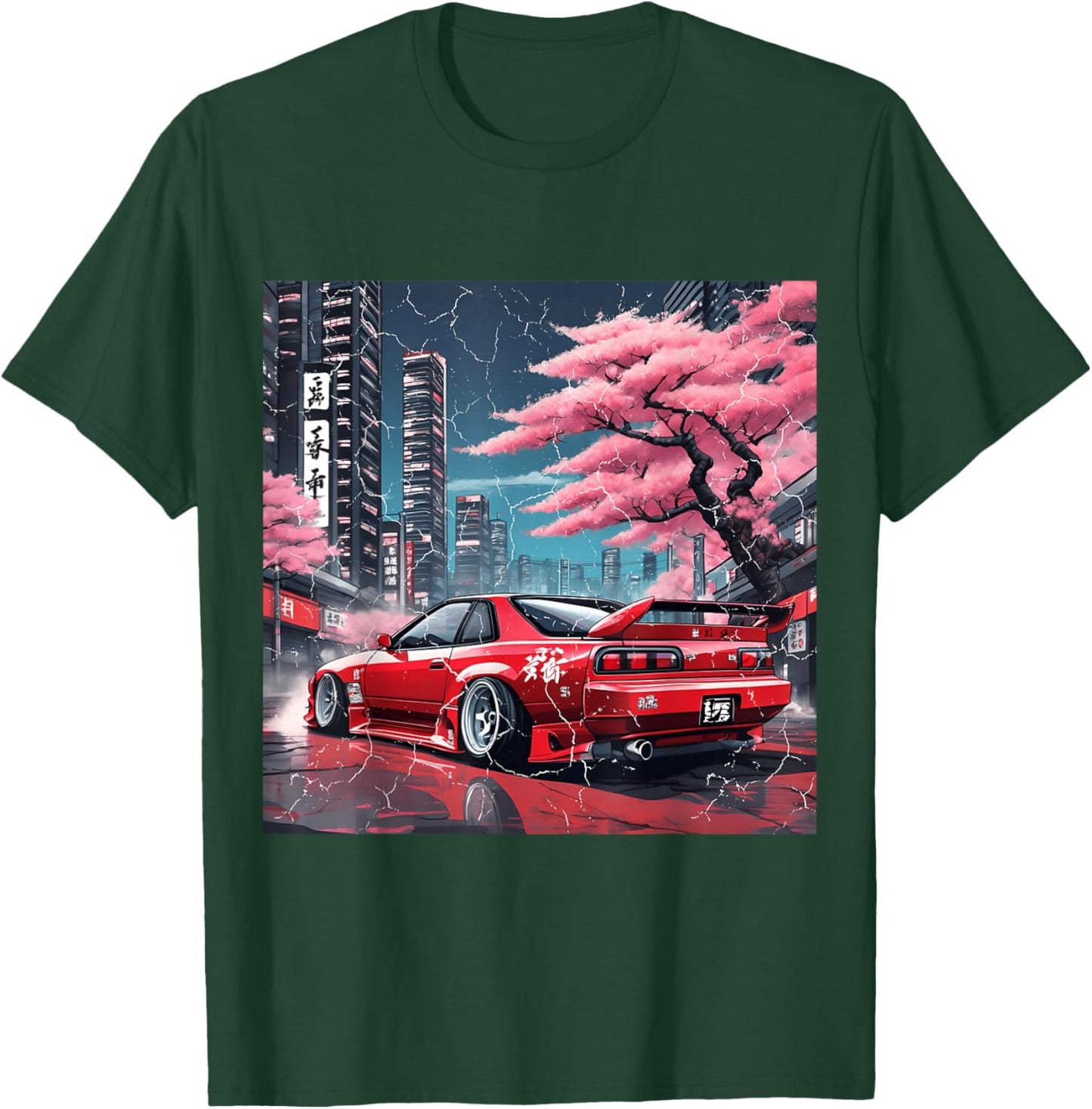 Vintage JDM Race Car Tokyo Street Racing Sakura Blossom Art T-Shirt - T-Shirt | Forest