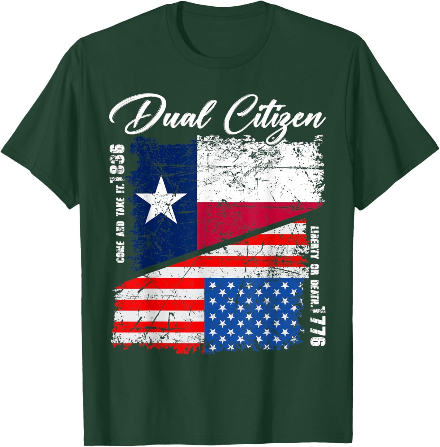 Texas Independence Day Dual Citizen Texan & American Flag T-Shirt - T-Shirt | Forest