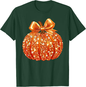 Coquette Bow Pumpkin Season Thanksgiving Autumn Fall Y'all T-Shirt - T-Shirt | Forest