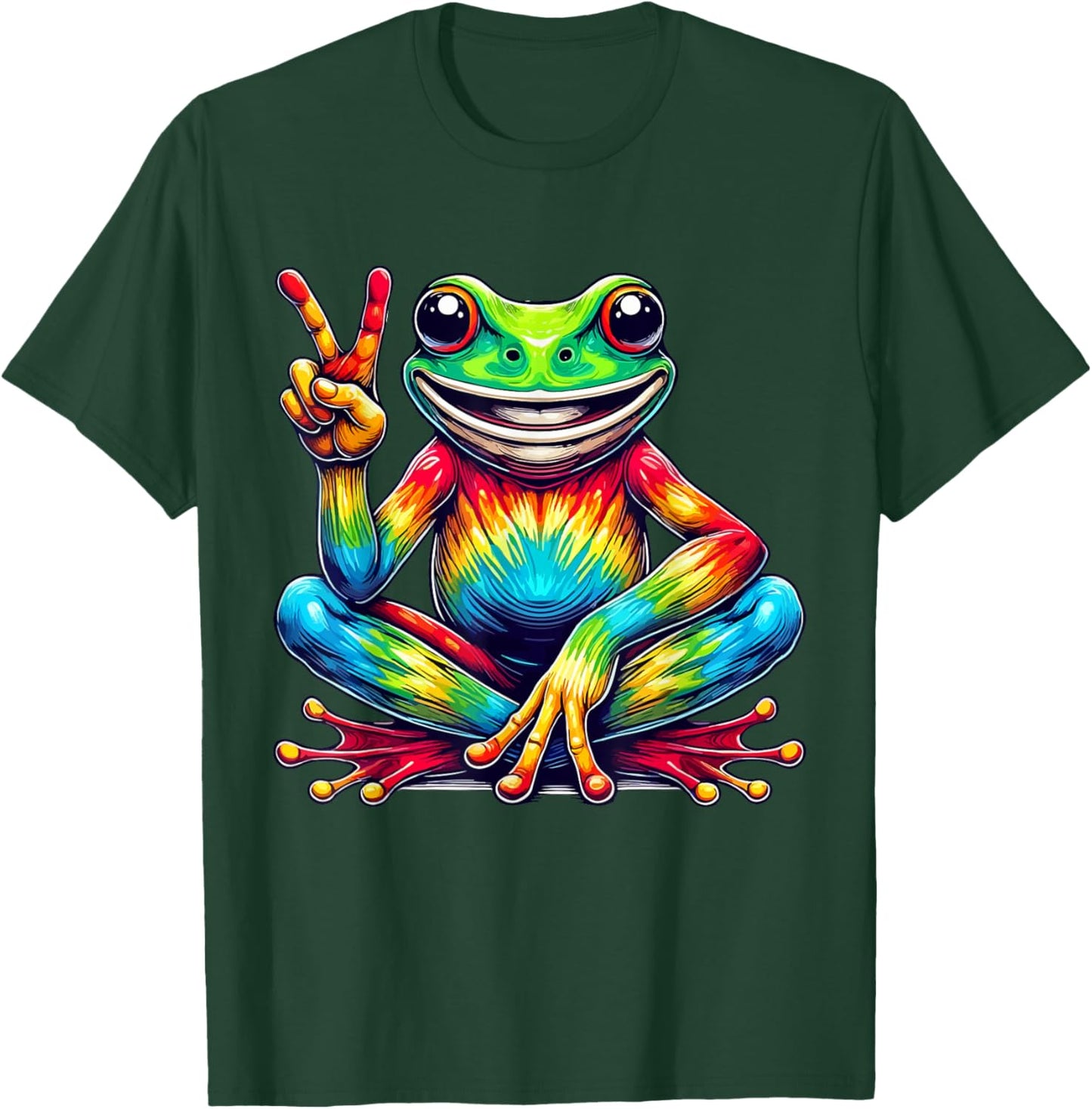peace sign frog hippie Tie-Dye women men T-Shirt - T-Shirt | Forest