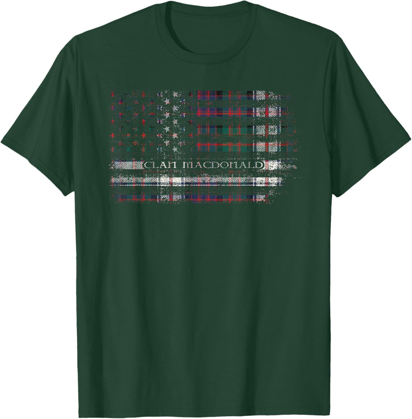 Clan MacDonald Dress Scottish tartan US flag kilt Scotland T-Shirt - T-Shirt | Forest