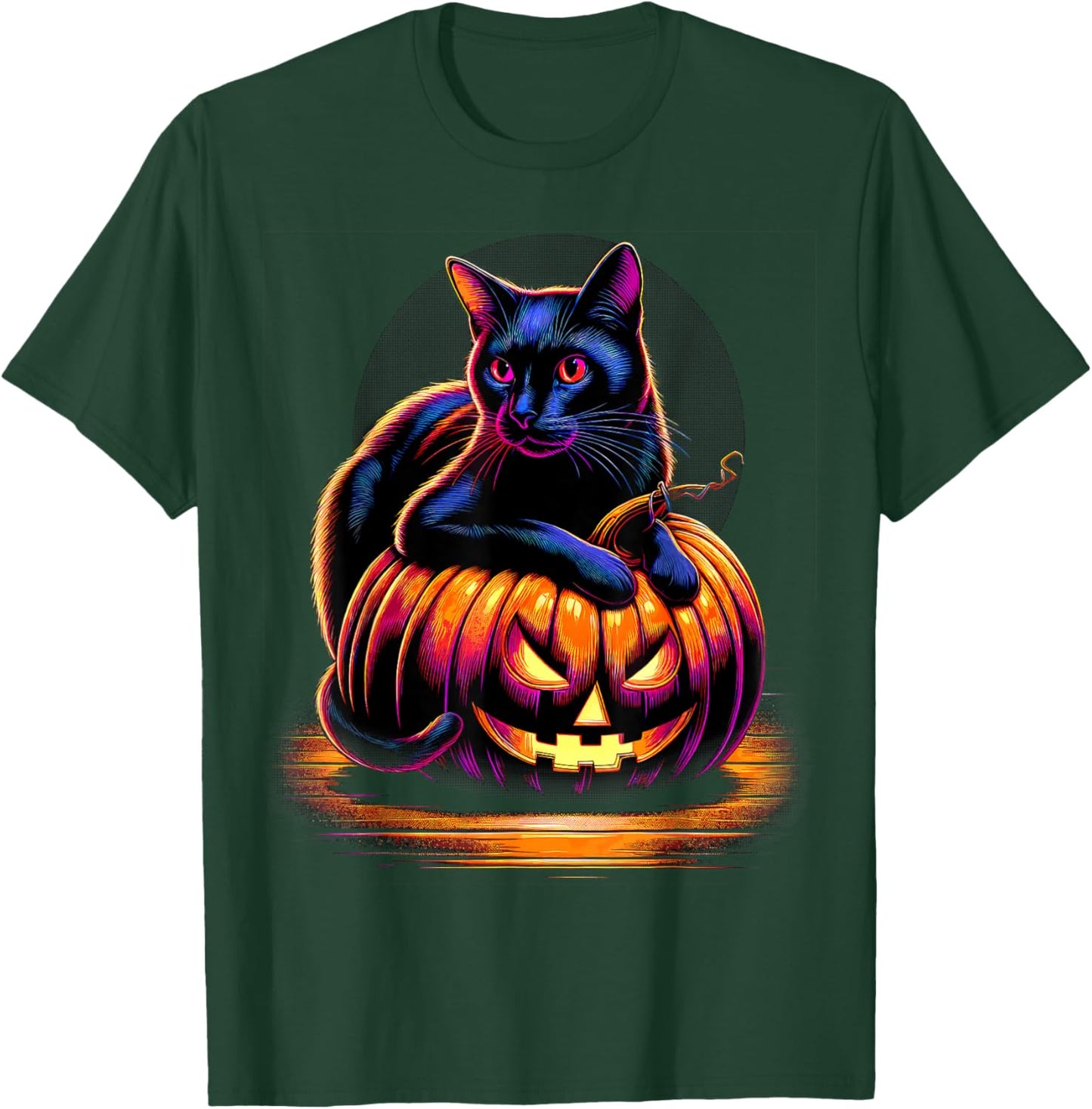 Halloween Cat Funny Fall Pumpkin Cat Lover Cute T-Shirt - T-Shirt | Forest