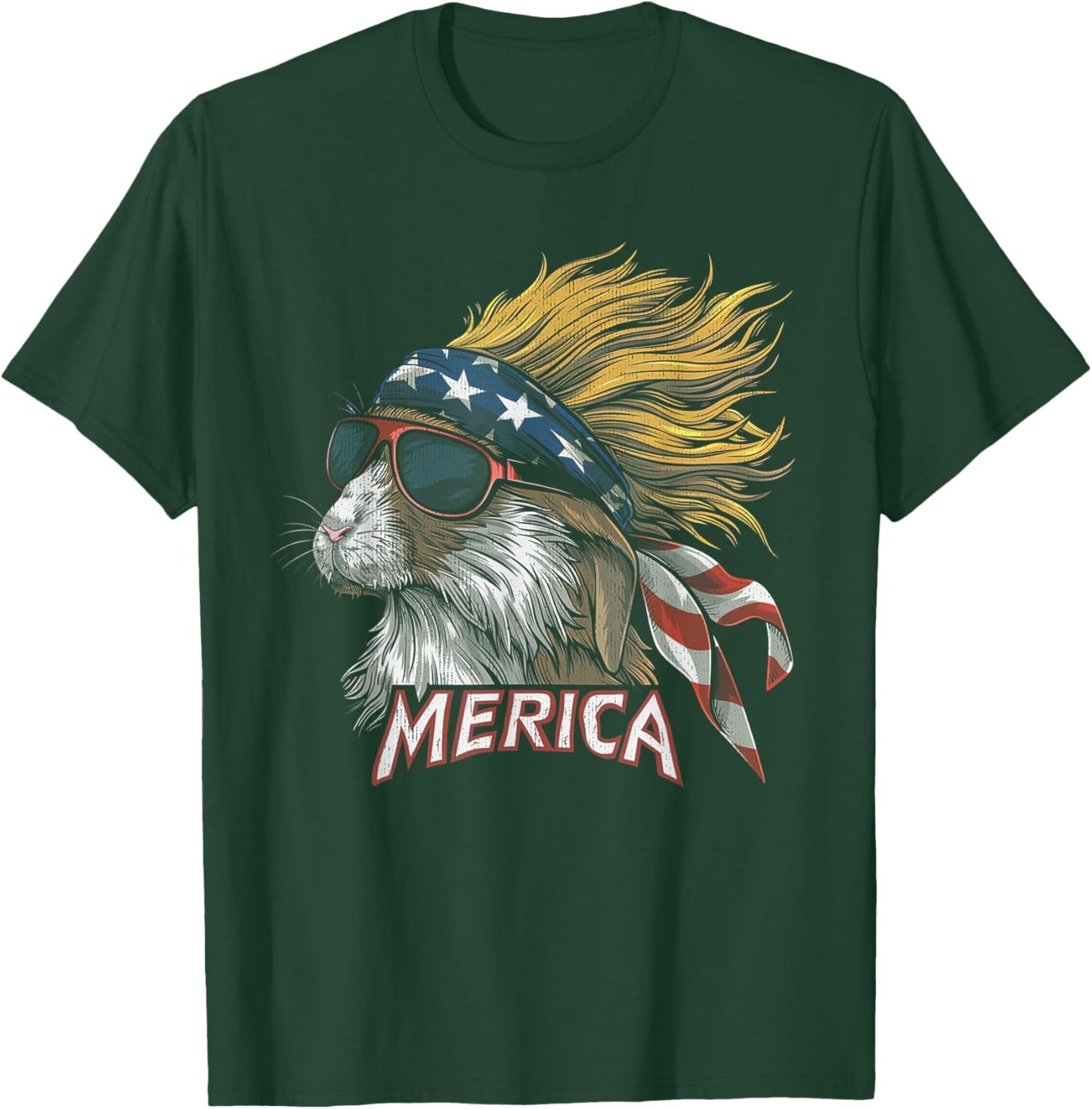 Rabbit Bunny -Patriotic USA 4th of July American Flag Mullet T-Shirt - T-Shirt | Forest