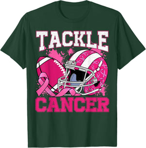 Tackle Breast Cancer Football Pink Breast Cancer Awareness T-Shirt - T-Shirt | Forest