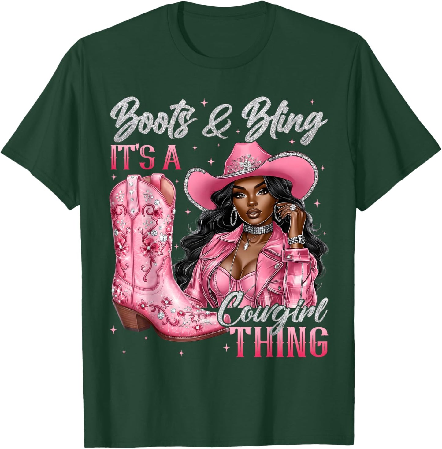 Boots and Bling It is A Cowgirl Black History Month Women T-Shirt - T-Shirt | Forest
