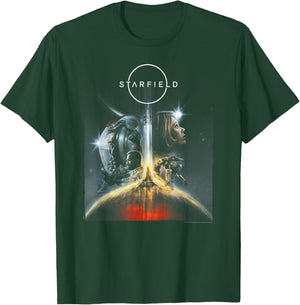 Starfield Cover Art Characters Video Game T-Shirt - T-Shirt | Forest