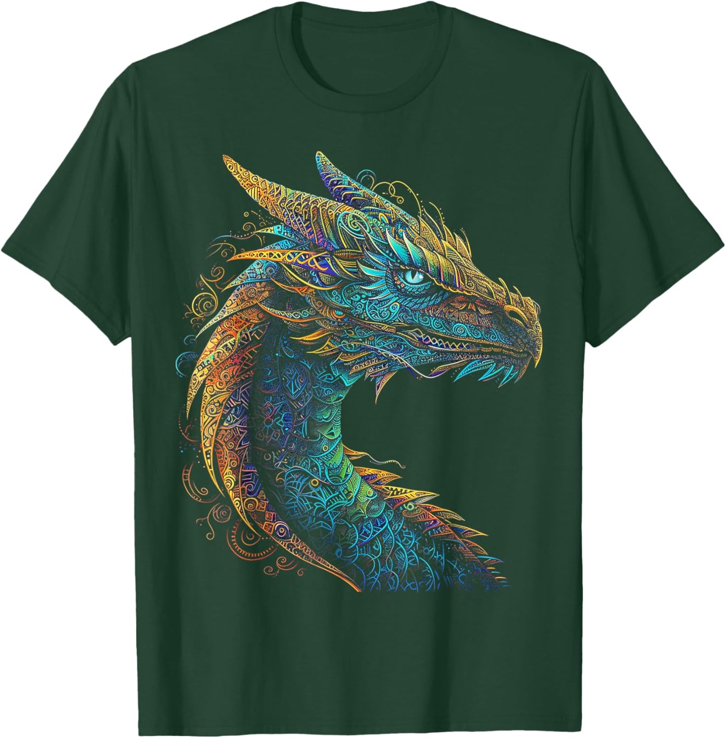 Drachen-Mandala-Kunst Buntes Tier abstrakte Grafik Drache T-Shirt - T-Shirt | Forest