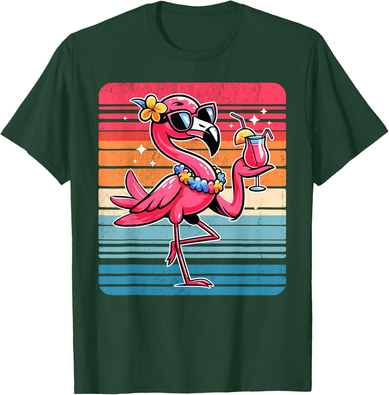Cool Retro Flamingo in Sunglasses Funny Flamingo T-Shirt - T-Shirt | Forest