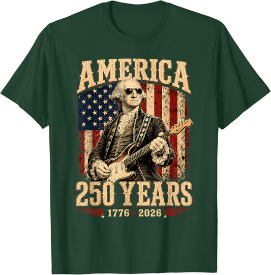 Vintage George Washington Playing Guitar 250 Years T-Shirt - T-Shirt | Forest
