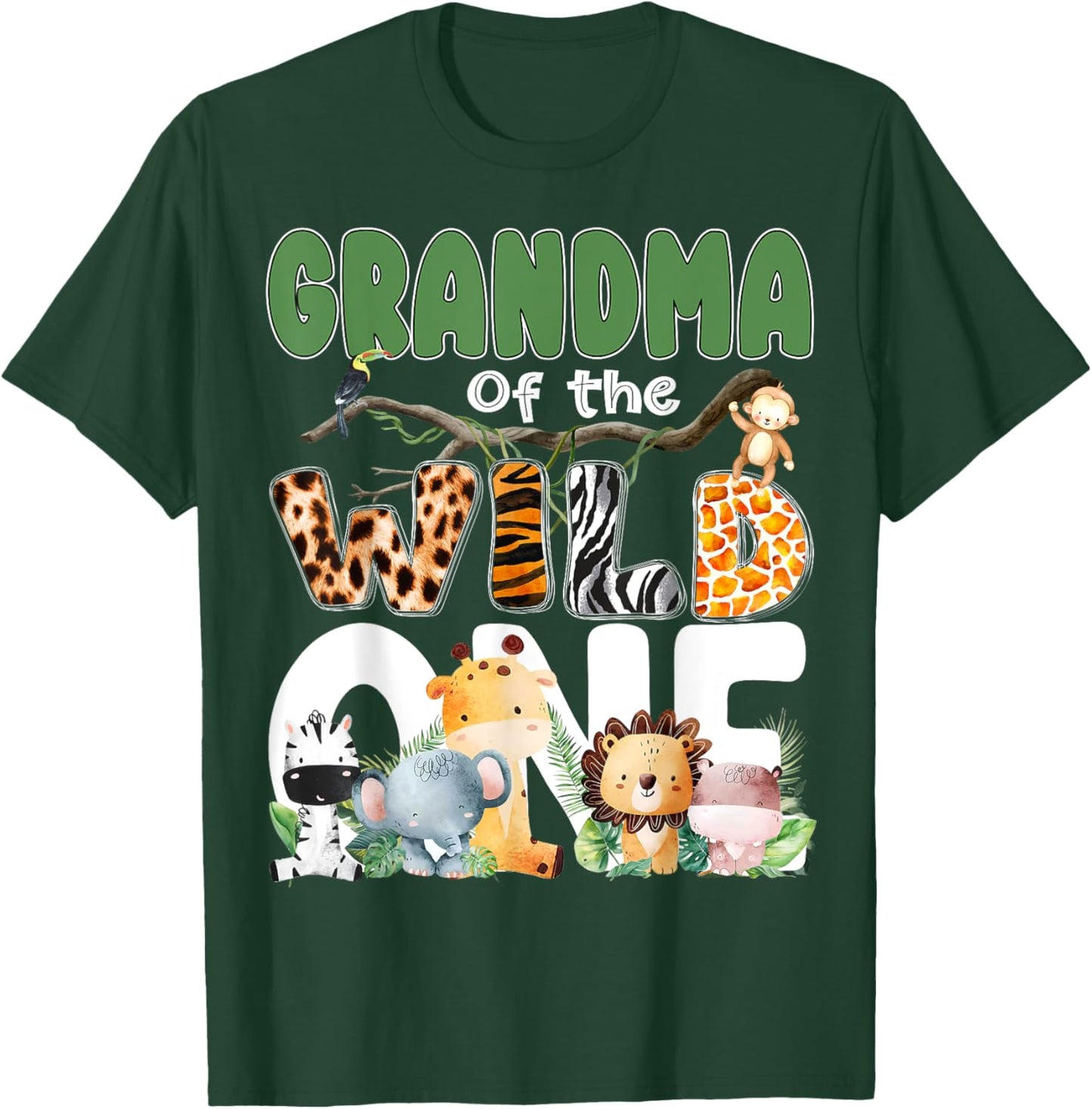 Grandma Of The Wild One 1st Birthday Safari Family Matching T-Shirt - T-Shirt | Forest