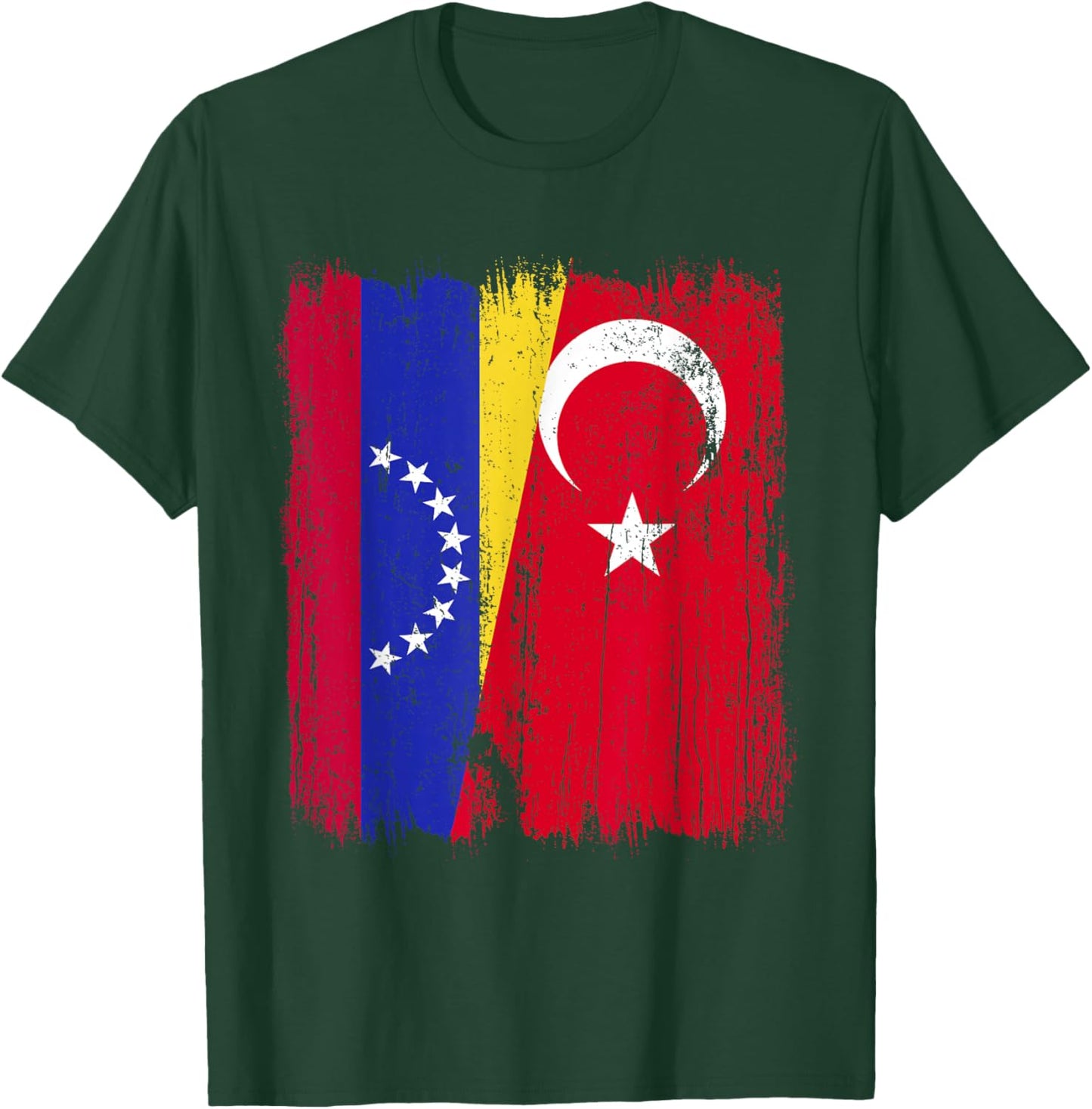 Venezuela Turkey Half Flag Turkiye Venezuelan Turkish T-Shirt - T-Shirt | Forest