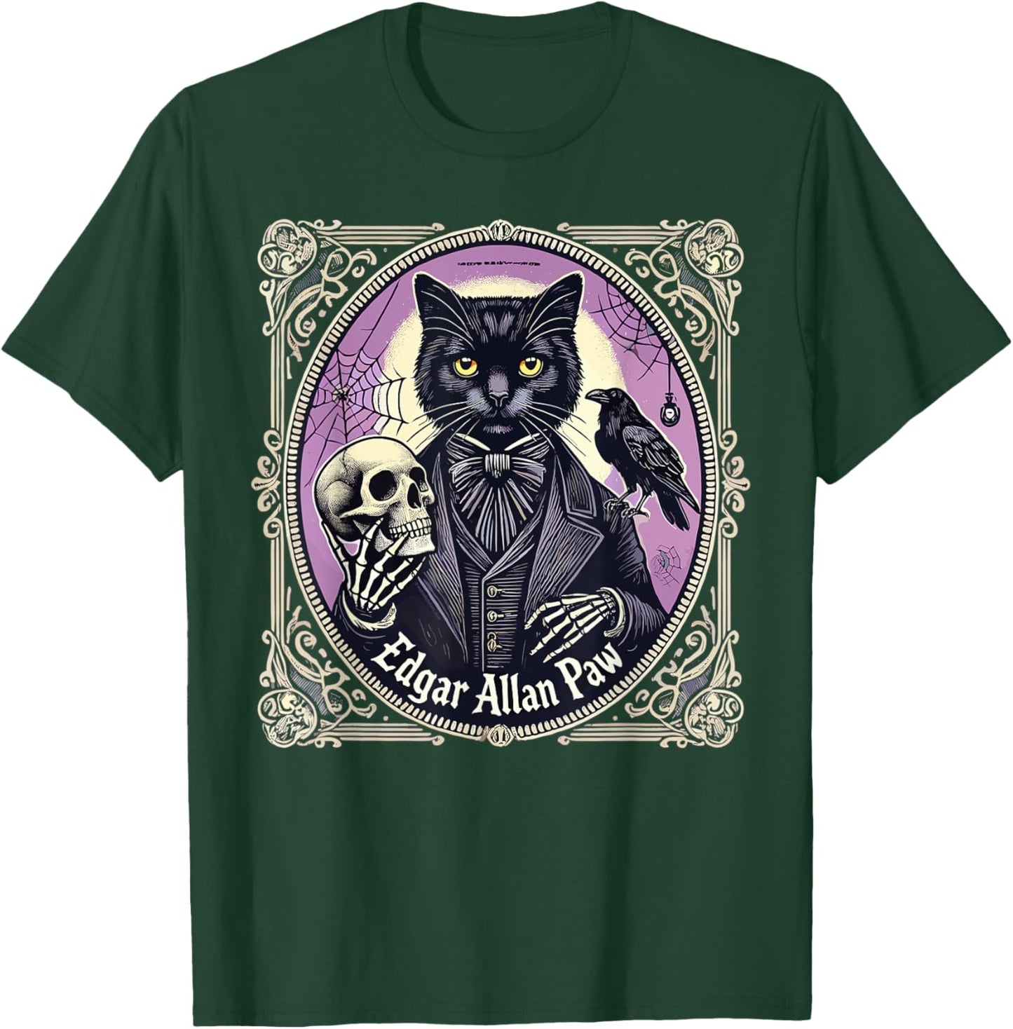 “Edgar Allan Paw” Funny Pun Black Cat Gothic Theme T-Shirt - T-Shirt | Forest