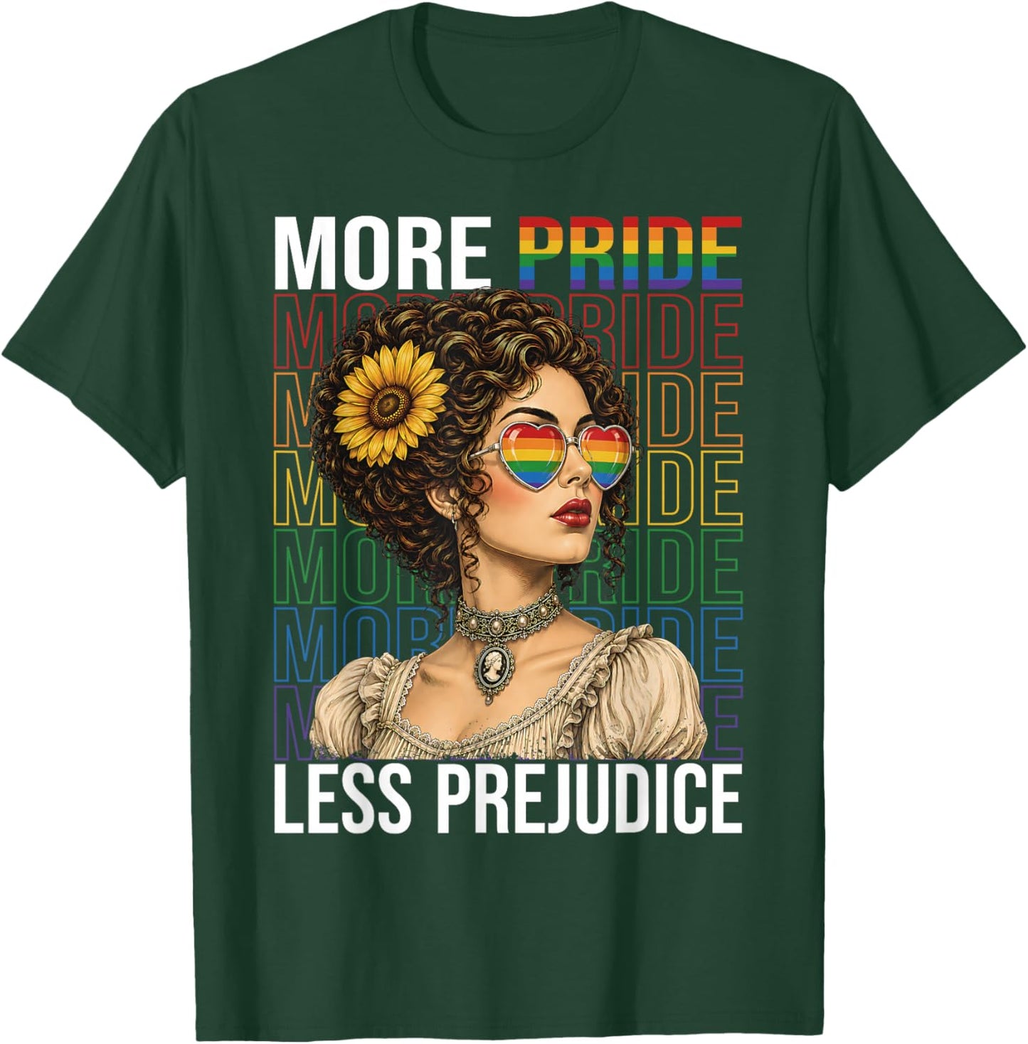 More Pride Less Prejudice LGBTQ Pride Month Gay Pride T-Shirt - T-Shirt | Forest