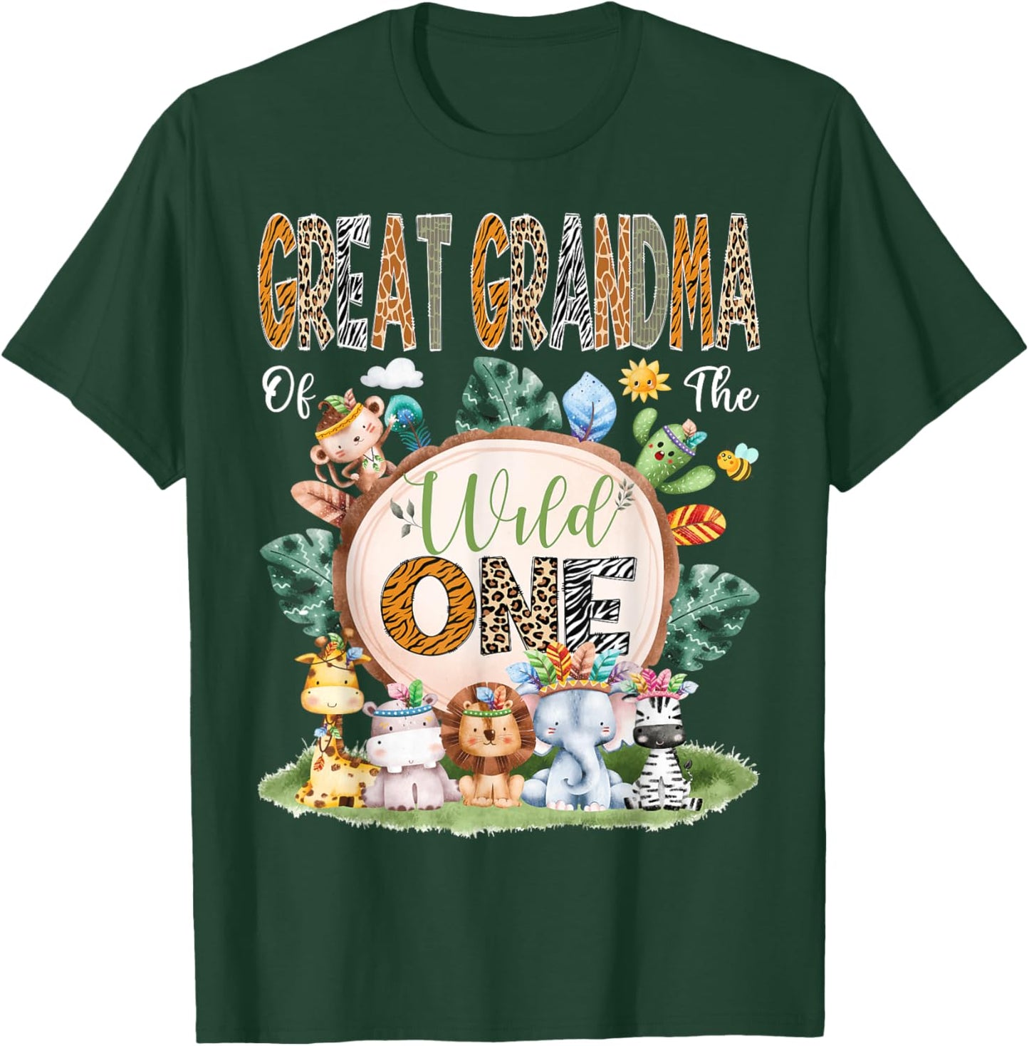 Great Grandma Of The Wild One Safari Tribal Jungle 1St Bday T-Shirt - T-Shirt | Forest