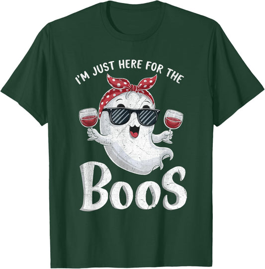I'm Just Here for the Boos Funny Halloween Cute Ghost T-Shirt - T-Shirt | Forest