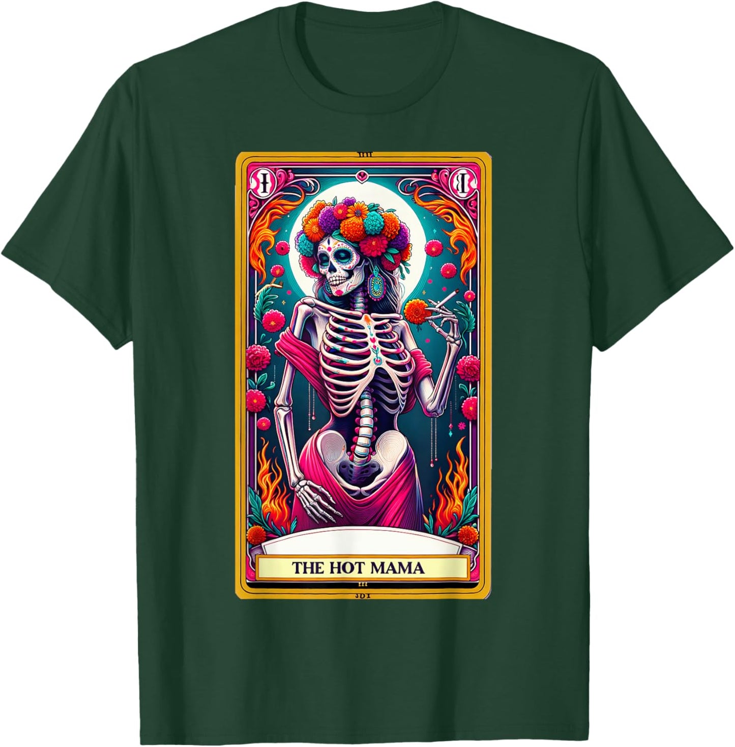 Hot Mama Tarot Card Skeleton Day of the Dead Sugar Skull T-Shirt - T-Shirt | Forest